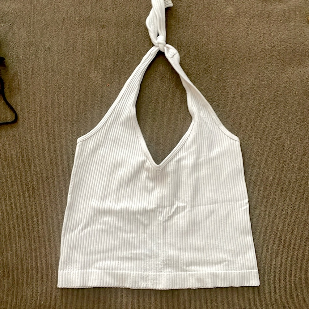 Aura stretchy white halter top